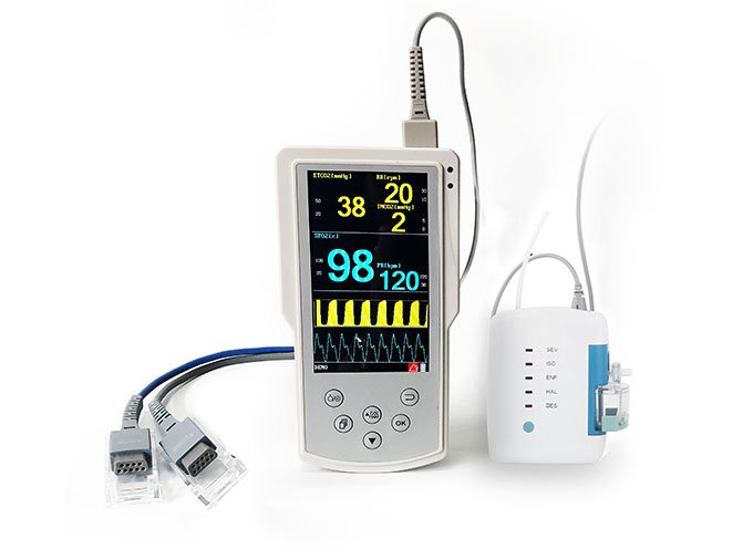 Portable Capnoxi Capnography Gas Analyzer Display with SpO2 Monitor, SpO2 with Gas Analyzer